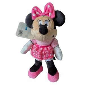 DISNEY BABY Minnie Mouse Plush Stuffed Toy 8” Jingle Rattle Collectible